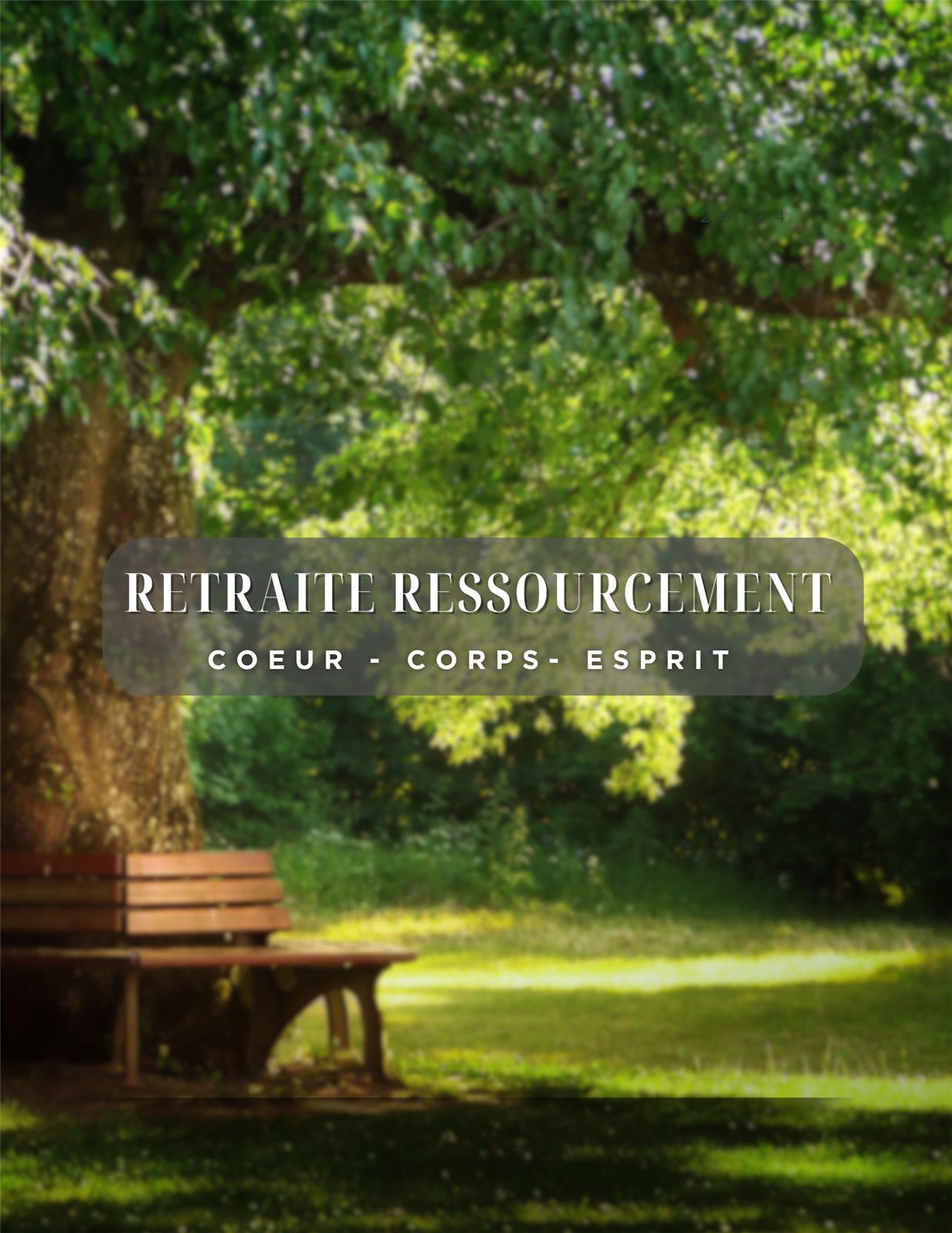 Retraite ressourcement Cœur, Corps, Esprit — banc sous un grand arbre